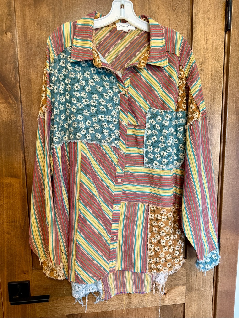Oli & Hali button down patchwork top size L